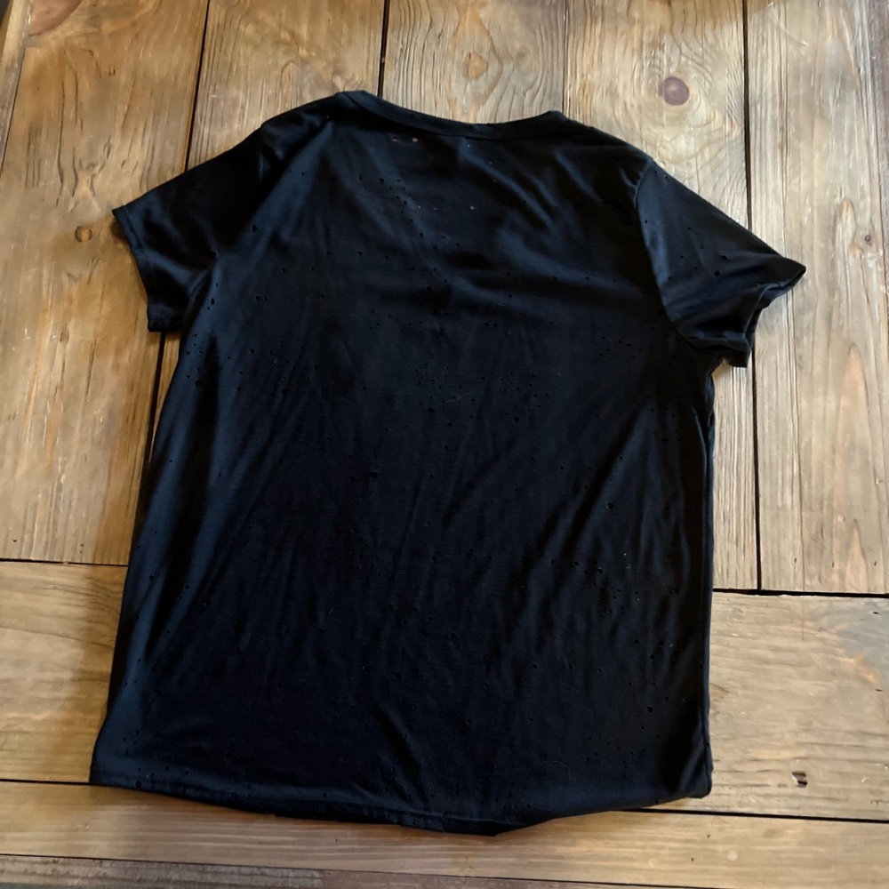 Oversized Distressed Band Tee Rocker V Neck - Picture 5 of 5